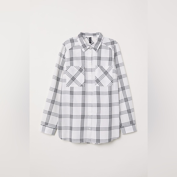H&M Black and White Plaid Flannel Shirt - Picture 2 of 14